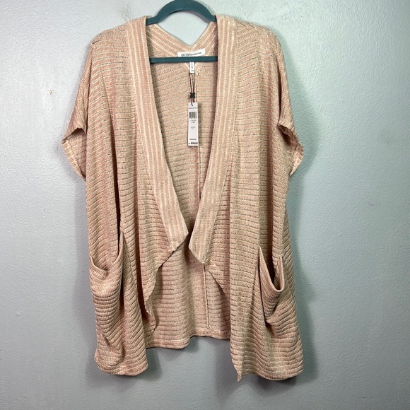 NWT BCBGeneration Rose Smoke Open Front Blanket Knit Sleeveless Cover-Up XS - Picture 2 of 12